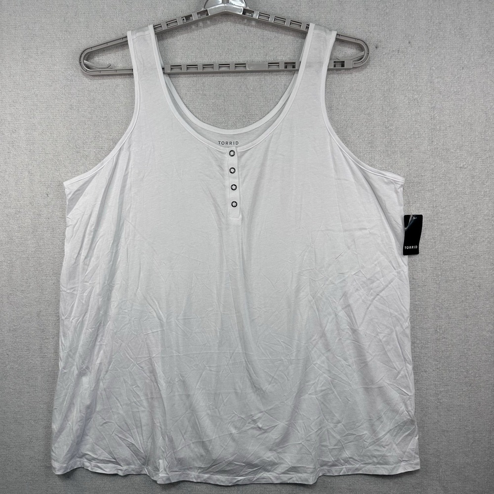 NWT Torrid White Henley Tank 5X‎ Women's Snap Button Sleeveless Summertime